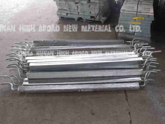 Inbouw aluminium anode met massieve staaf inzetstuk voor offshore kathodische bescherming, beter conform de geometrische vorm van de constructie en met lagere weerstand